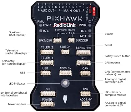 Radyolink PİXHAWK uçuş kontrolörü 2.4.8 32 Bit Güç Modülü, emniyet anahtarı, Buzzer, 4G SD Kart, FC Uçak / 3-8 Helikopter