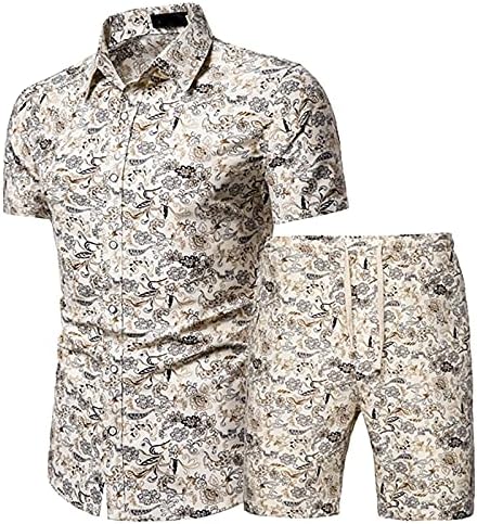 Smokin Gecelik erkek Setleri Kollu Yaz kısa pantolon Gömlek Baskılı ve Şort 2 Parça Plaj Erkek Takım Elbise ve Setleri