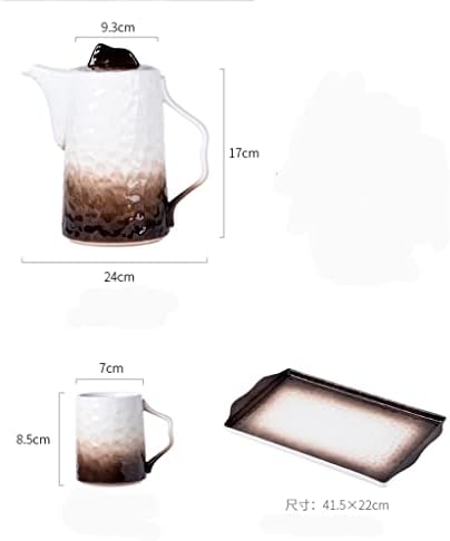 HDRZR Kahverengi degrade seramik çay seti su bardağı demlik soğuk su ısıtıcısı tepsi ile ev öğleden sonra çay bardağı