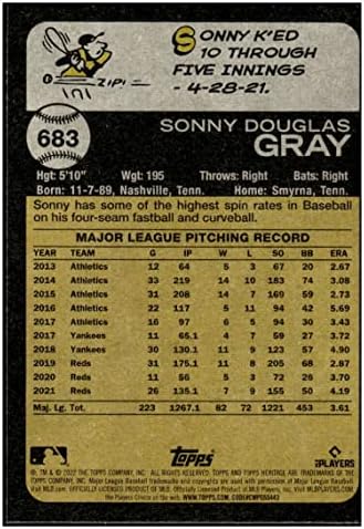 Sonny Gray 2022 Topps Miras Yüksek Numarası 683 NM+- MT MLB Beyzbol ikizleri