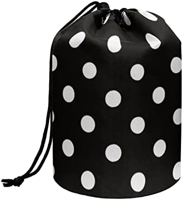 Cozeyat Siyah Nokta Tasarım Varil Kozmetik Tote Kadınlar Kızlar için makyaj çantası, Taşınabilir Makyaj cep düzenleyici,