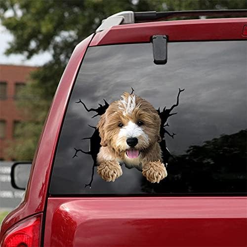 3D Bernedoodle Köpek Çatlak Araba Sticker için Pencere, Bernedoodle Köpek Kırık Açık Çıkartmalar Dekor, Bernedoodle