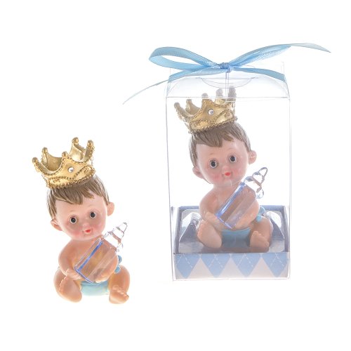Lunaura Bebek Hatıra - Biberon Tutan Taç Giyen 12 Erkek Bebek Seti-Mavi