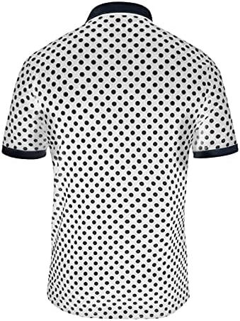 XXBR Erkek Polka Dot Baskı Golf polo gömlekler Slim Fit Kısa Kollu Zip Yakalı T Shirt Açık Spor Rahat Tenis Üstleri