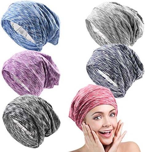 LUKACY Saten Astarlı Uyku Kap Bere Şapka 6 Adet Ayarlanabilir Kaput Saten Kaput Kıvırcık Saçlar için Kadınlar için
