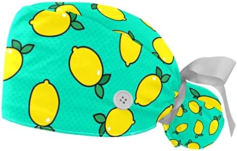 2 Adet Limon Pop Art desen çalışma şapka düğmeleri ile elastik kabarık kap ter bandı ile