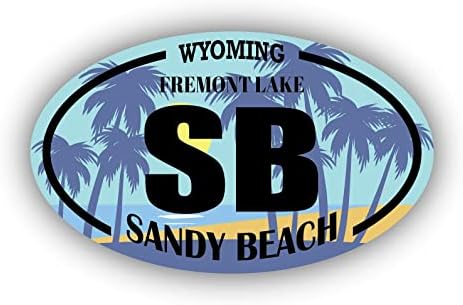 SB Sandy Beach Wyoming Fremont Lake / Beach Landmark Stickers / Okyanus, Deniz, Göl, Kum, Sörf, Kürek sörfü / Arabalar