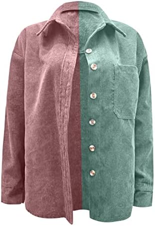 Kadın Kadife Düğme Gömlek Erkek Arkadaşı Uzun Kollu Ekleme Ceket Ceket Bayanlar Sonbahar / Kış Moda Rahat Ceket