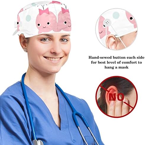 MUOOUM Cerrahi Kap Kabarık Kapaklar çalışma kapağı Düğmeler ve Yay ile Saç Scrunchie Kadınlar için,Uzun Saç, balina