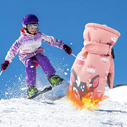 Qvkarw Kış Eldiven Hantal Çocuk Kar Sırtlar ile Kayak Su Geçirmez Eldiven Kız Çocuklar için Erkek Thinsulate Kar Kış