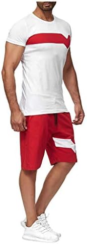 Erkek Yaz spor takımları Rahat Renk Bloğu Kısa Kollu T Shirt ve şort takımı Hafif Rahat Fit Açık Eşofman