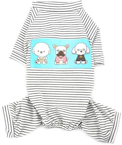 Zunea Küçük Köpek Pijama Tulum Çizgili Gömlek Pjs Kıyafetler Bacaklar ile Yumuşak Pamuklu Köpek Giysileri Evcil Hayvan