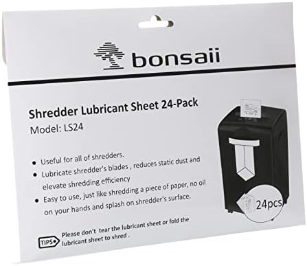 Bonsaii 12 Sayfalık Çapraz Kesim C243-A Kağıt Parçalayıcı Ev Ofis Kullanımı ve 24 Paket Yağlayıcı Levhalar