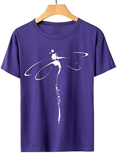 Kadın Hayvan Baskı T-Shirt Yaz Yusufçuk Grafik Baskı Temel Tee Gömlek Casual Kısa Kollu O Boyun Desenli Üstleri