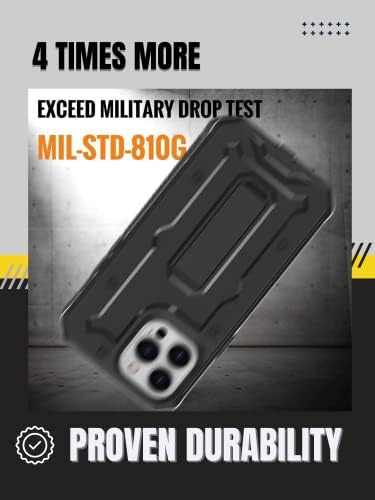 CaseBorne V iPhone 14 Pro Max Kılıf ile Uyumlu - Kickstand ve Dahili Ekran Koruyucu ile Sağlam Askeri Sınıf Tam Gövde-Siyah