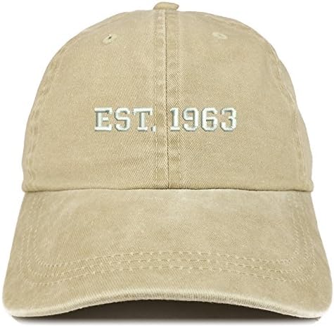 Trendy Giyim Mağazası EST 1963 İşlemeli - 60. Doğum Günü Hediyesi Pigment Boyalı Yıkanmış Şapka
