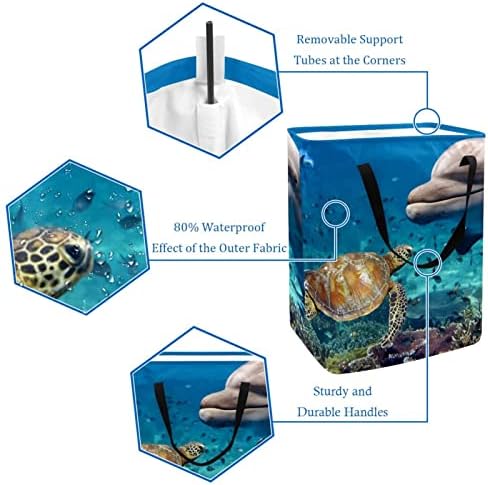 DJROW Bağlantısız çamaşır sepeti Deniz Kaplumbağası Yunus Giysi Sepeti Büyük Kollu sepet Depolama için Giysi Oyuncaklar