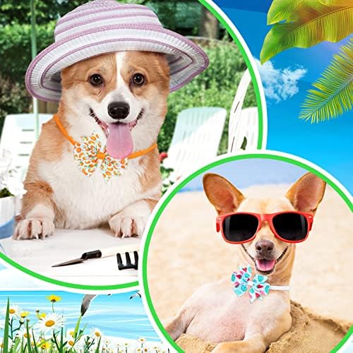 120 Adet Yaz köpek papyonları Toplu Ayarlanabilir köpek tasması Yay Hawaii Stilleri Sevimli Çiçek Meyve Desenleri
