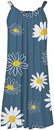 SERYU Yaz Elbiseler Kadınlar için Çiçek baskı t-shirt Sundress Ekip Boyun Casual Boho Mini askı elbise