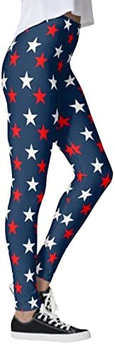 4TH Temmuz Tayt Kadınlar için Yüksek Belli Vatansever Amerikan Bayrağı Yoga Pantolon Hafif Popo Kaldırma Tayt Pantolon