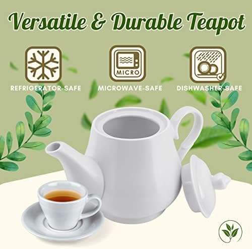 Flexzion Porselen Çaydanlık, Kapaklı ve Süzgeçli Seramik Çaydanlık, 2 ila 3 Çay Bardağı için Kişisel Çaydanlık, 24