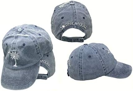 Ticaret Rüzgarları Güney Carolina SC Palmetto Hilal Ay Mavi Yıkanmış İşlemeli yuvarlak şapka Şapka
