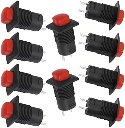 Aexit 10 Adet Anahtarları Kırmızı Düğme Anlık Buton Anahtarı SPST AC Buton Anahtarları 125 V/3A 1.5 A/250 V