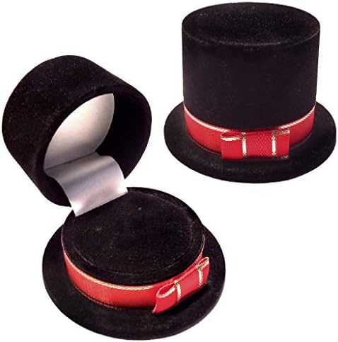 Benzersiz Siyah Kadife Silindir Şapka Hediye Kutusu, Yüzük, Pim, Vb 1020067-24PK-NPF