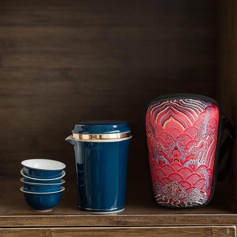 TJLSS Çin porselen çay seti Taşınabilir Seramik çay şişesi Taşınabilir BagTravel Kung Fu demlik çay seti seramik fincan