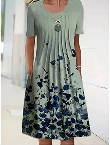 Fragarn Yaz Maxi Elbise Kadınlar için, kadın Yaz Rahat Moda O-Boyun Kısa Kollu Baskı Kazak Gevşek Elbise
