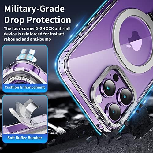 niufoey Manyetik iPhone için kılıf 14 Pro Max Şeffaf Kılıf Görünmez Standlı, [Mag Safe ile Uyumlu] [Yarı Saydam Mat