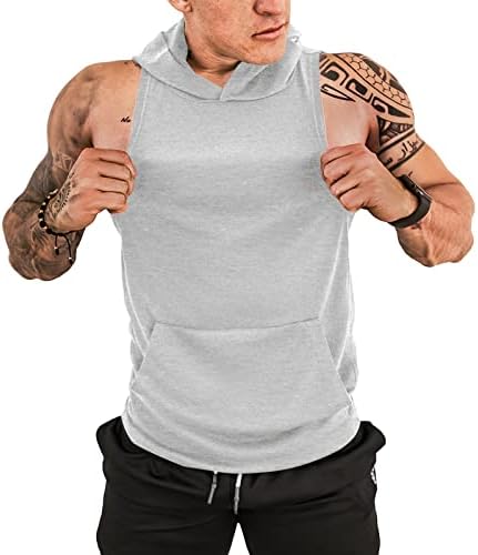 Erkek Egzersiz Kapşonlu Tankı Üstleri Spor Kolsuz Hoodies Kuru fit Vücut Geliştirme Kas Kesim T-Shirt Atletik Yelek