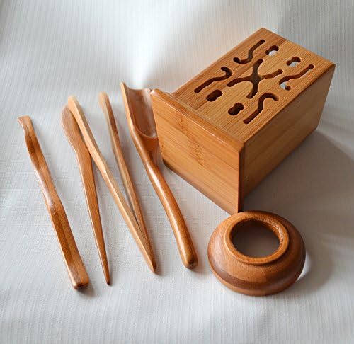 Chadao Bambu GongFu Çay Araçları Tüp Kaşık, maşa, detong, çay iğne huni (Kare teneke kutu)