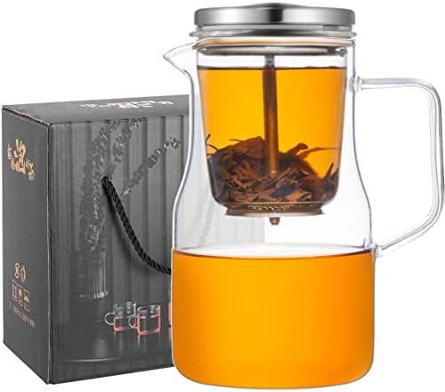 Danteux PERFECT TEA MAKER Gevşek çay için cam Çay demlikli Cam Çaydanlık, Demleme Süresi Kontrollü, Kolay Çay Demliği,