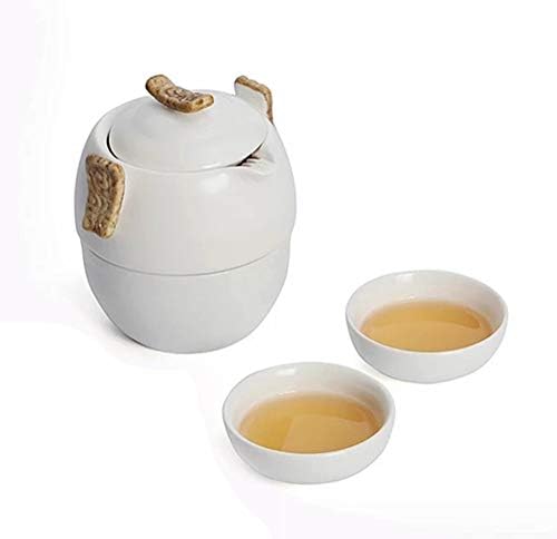 LİANXİAO Demlik, çaydanlıklar 2 Seramik Çay Fincanı ve Taşıma Çantası, Seyahat Porselen Çay Gereçleri, Teneke Kutu