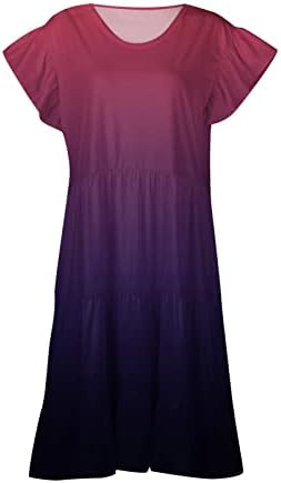 ayaso 2023 Yaz Sundress Kadınlar için Büyük Boy Crewneck Bohemia Baskı Elbise Kısa Kollu Gevşek Fit Elbise Cepler