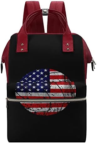 ABD Bayrağı Voleybol bebek bezi çantası Sırt Çantası Su Geçirmez Anne Çantası Büyük Kapasiteli Sırt Çantası