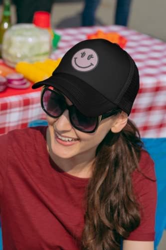 ALLNTRENDS Kız Gülen Yüz şoför şapkası İşlemeli Yetişkin beyzbol şapkası Ayarlanabilir Snapback