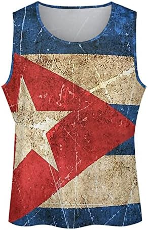 Vintage Küba Bayrağı erkek Kas Tank Top Tam Baskı T-Shirt Egzersiz Yelek Spor kolsuz tişört