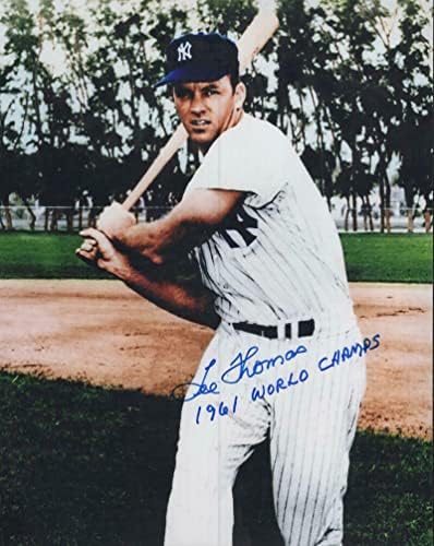 Lee Thomas Yankees 1961 Dünya Şampiyonları İmzalı 8x10 Fotoğraf W/Coa İmzalı MLB Fotoğrafları