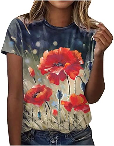 2023 Moda Kısa Kollu Pamuklu Crewneck Çiçek Grafik Salonu Bluz Tshirt Kadın Gömlek Yaz Sonbahar Kadın 96