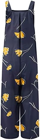 lcepcy kadın yazlık tulum Çiçek Baskılı Tulum Düğme Sapanlar Baggy Uzun Pantolon Tulum Cepler ile
