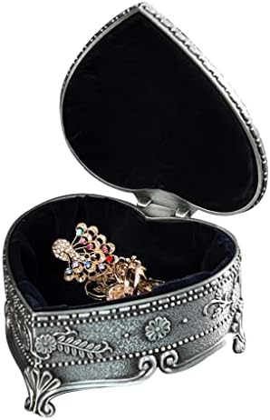 YASEZ Mücevher Kutusu Vintage Metal Yüzükler Kolye saklama kutusu Kalp şeklinde Küpe Organizatör Hediye Kız Kadınlar