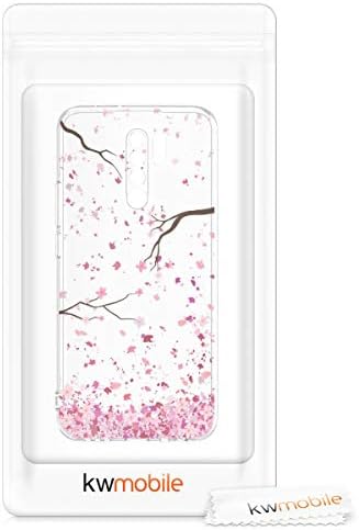kwmobile Şeffaf Kılıf Xiaomi Redmi ile Uyumlu 9-telefon kılıfı Yumuşak TPU Kapak-Kiraz Çiçekleri Pembe / Koyu Kahverengi