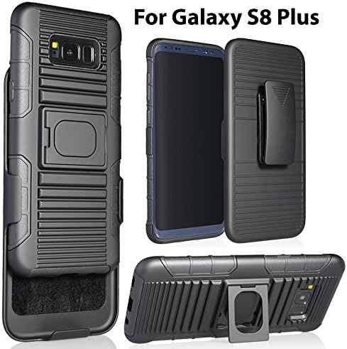 NAKEDCELLPHONE Siyah Sağlam Halka Kavrama KILIF Kapak+Kemer Klipsi Kılıf Standı Samsung Galaxy S8 Artı Telefon (SM-G955),