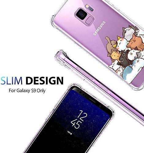 Galaxy S9 Kılıf Ultra Kristal Temizle ile Sevimli Kedi Tasarım Darbeye Tampon Koruyucu Cep Telefonu arka kapak için