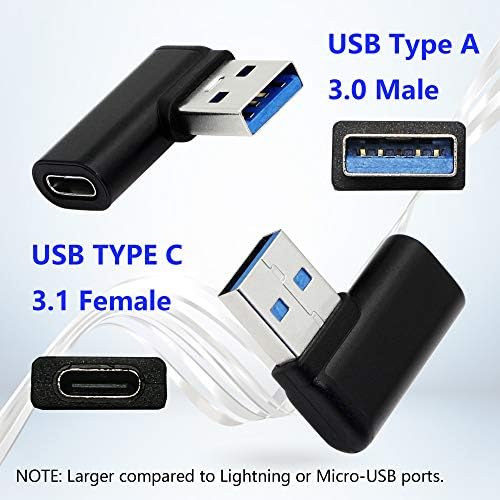 CERRXİAN Sağ ve Sol ve Yukarı ve Aşağı Açı USB A 3.0 Erkek USB Tip C 3.1 Dişi Konnektör