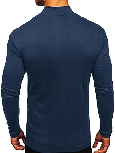 Düz T Shirt Erkekler Erkek Sonbahar ve Kış Gömlek Orta Boyun Yuvarlak Boyun Düz Renk Yastıklı Üst Uzun Kollu Üst