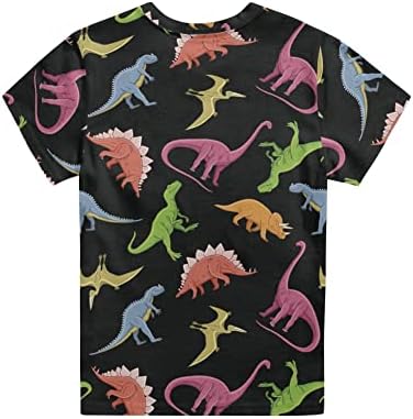 POLERO Çocuk Dino T - Shirt Erkek Kız Dinozor Tees sıfır yaka bluzlar