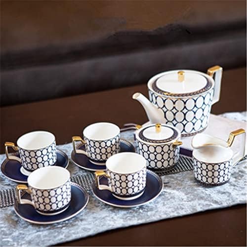 XİULAİQ Geometrik Desen Seramik kahve seti çaydanlık seti Süt çay bardağı ve altlık çay seti (Renk: A, Boyut: resimde